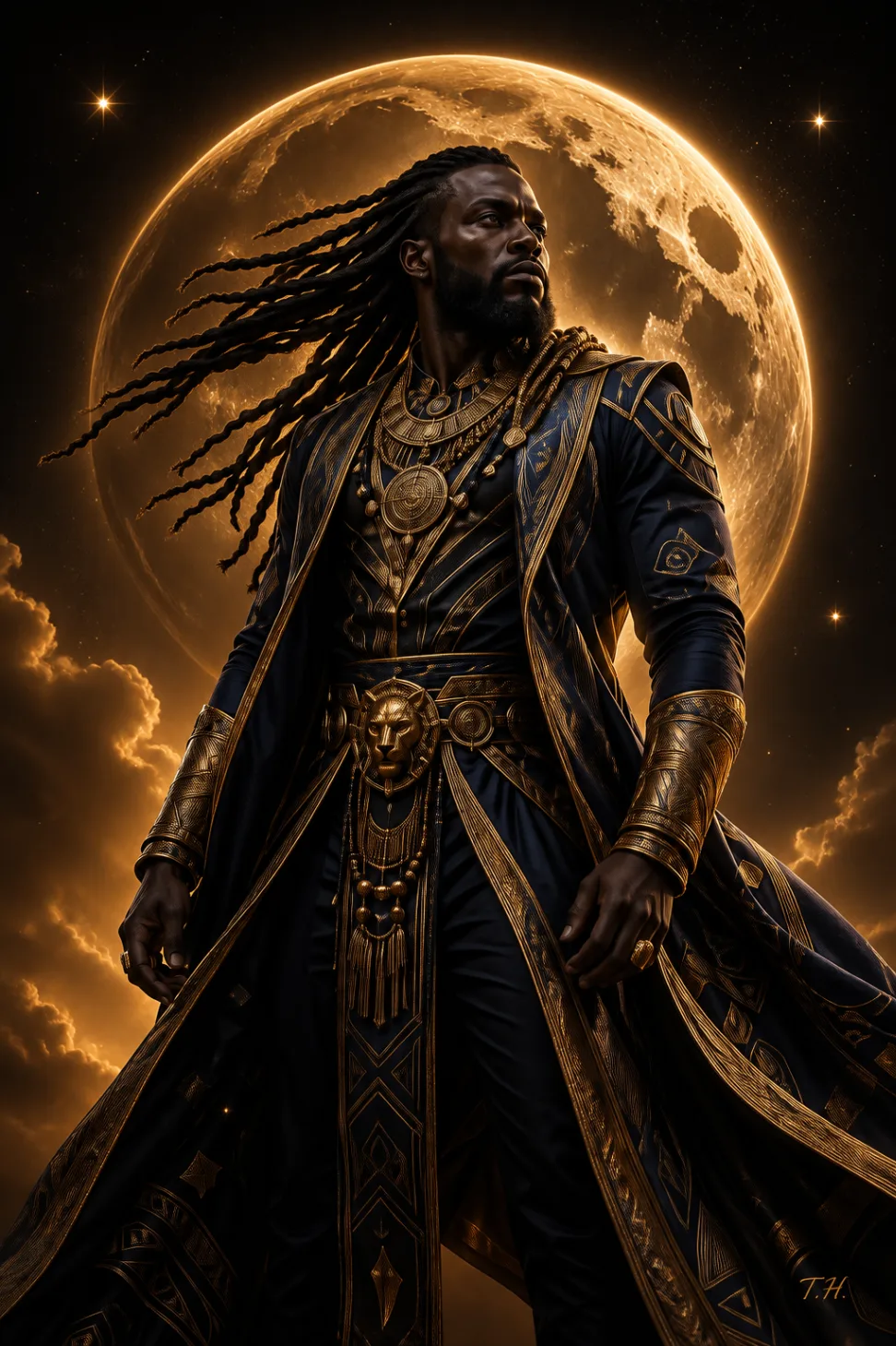 Cosmic Warrior in Golden Light